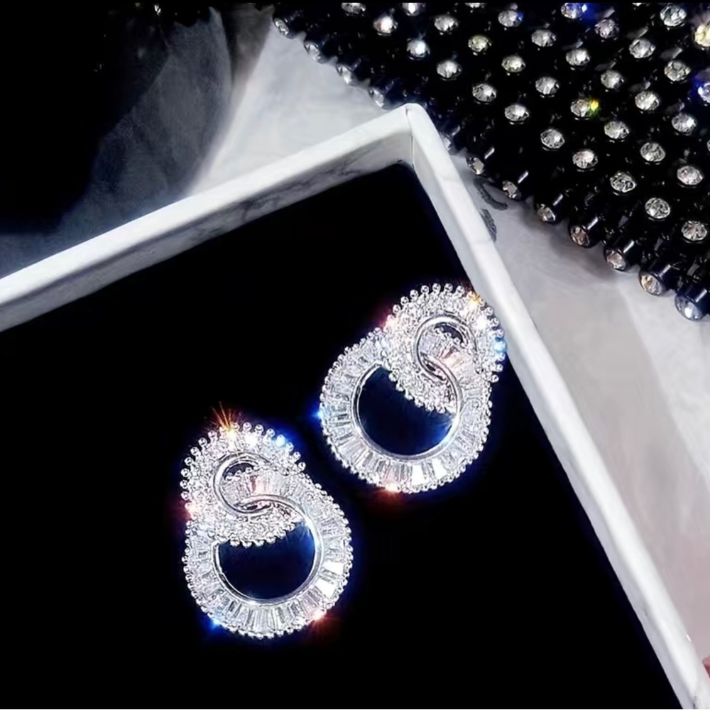 Beautiful Enjoined Circle Diamond Earrings